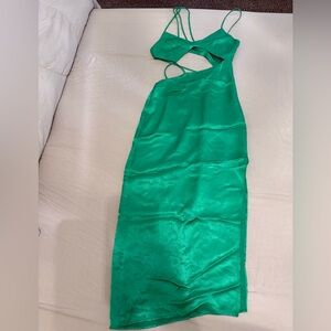 Zara Emerald Satin Dress